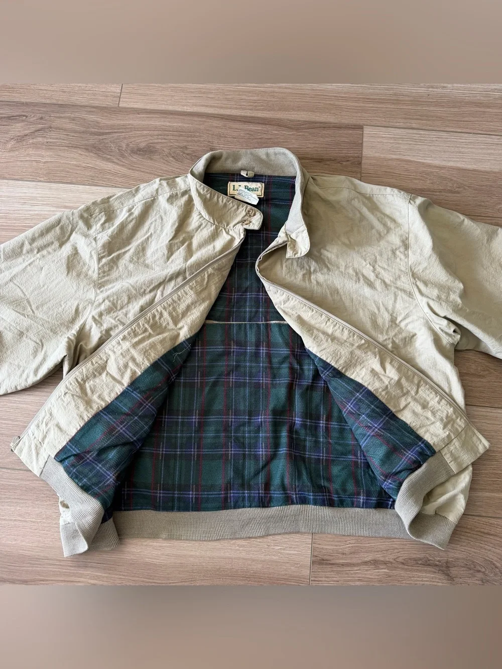 Vintage 90’s LL Bean Tan Harrington Bomber Jacket - Picture 2 of 6